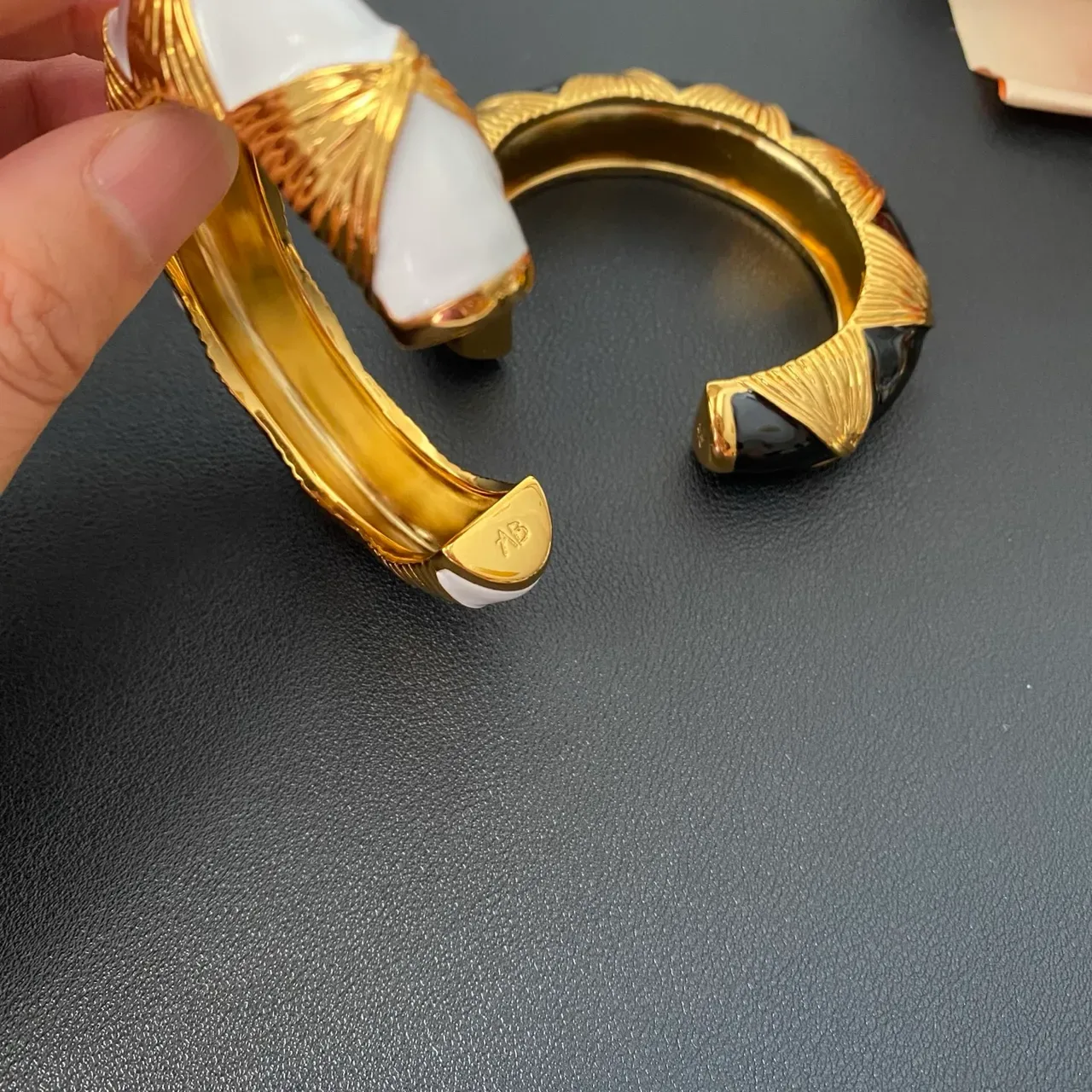 Gold-Tone Sunburst Motif Stone Inlay C-Shaped Cuff Bracelets 6