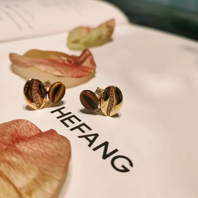 Gold-Tone Tiger's Eye and Pavé Stud Earrings 8