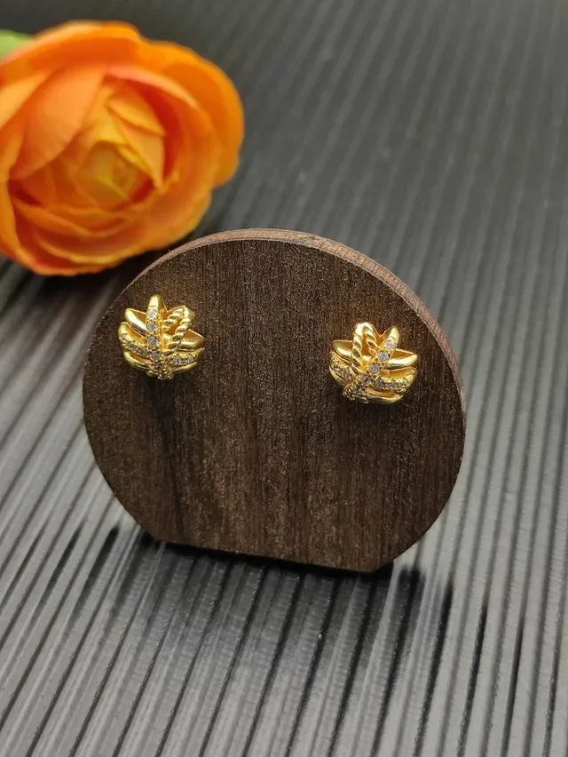 Gold-Tone Twisted Cross Pavé Stud Earrings 6