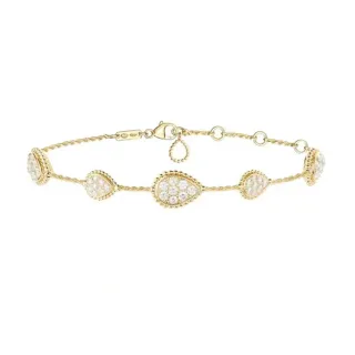 Brazalete con cadena de cuerda retorcida en tono dorado y motivo pavimentado de diamantes
