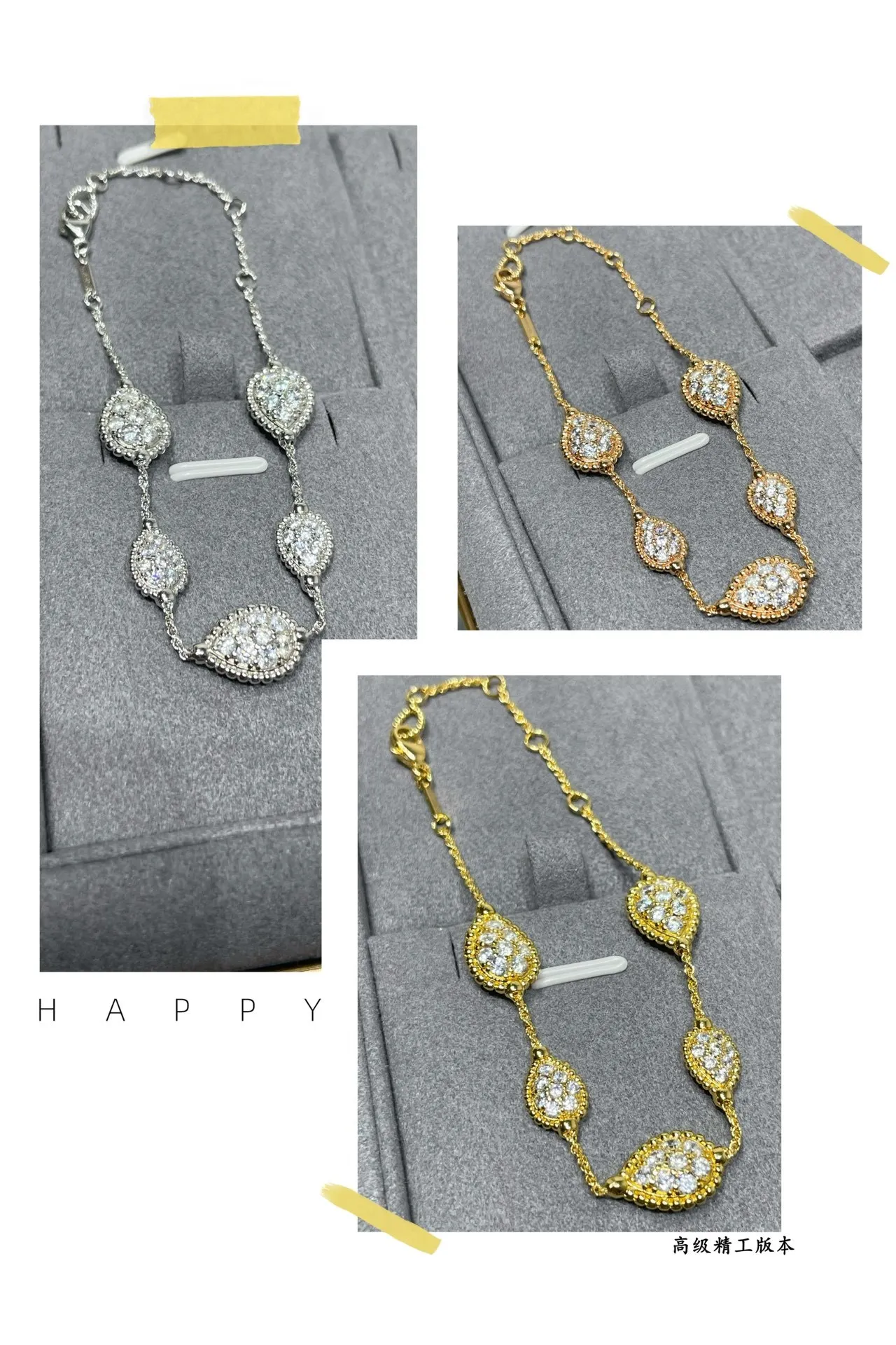 Gold-Tone Twisted Rope Chain Diamond-Paved Motif Bracelet 2