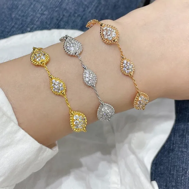 Gold-Tone Twisted Rope Chain Diamond-Paved Motif Bracelet 7