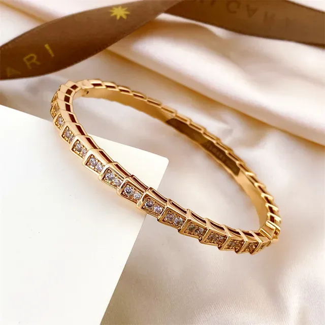 Gold-Toned Geometric Pavé-Set Rigid Bangle Bracelet 3