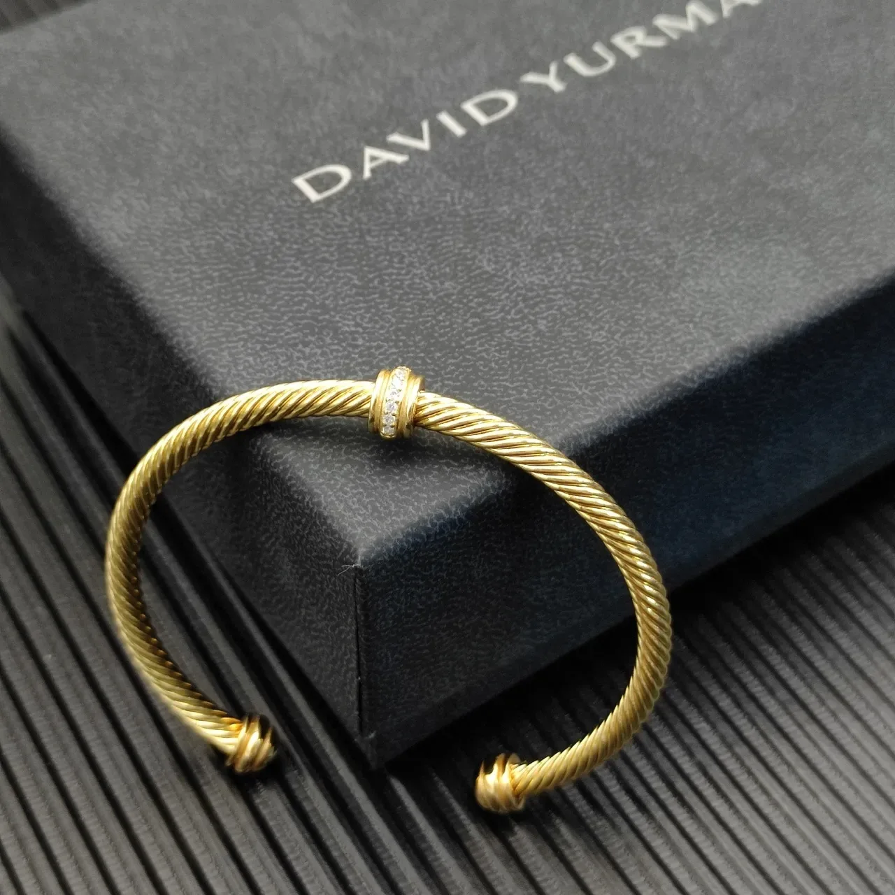 Gold White Twisted Rope Cuff-Style Bracelet 6