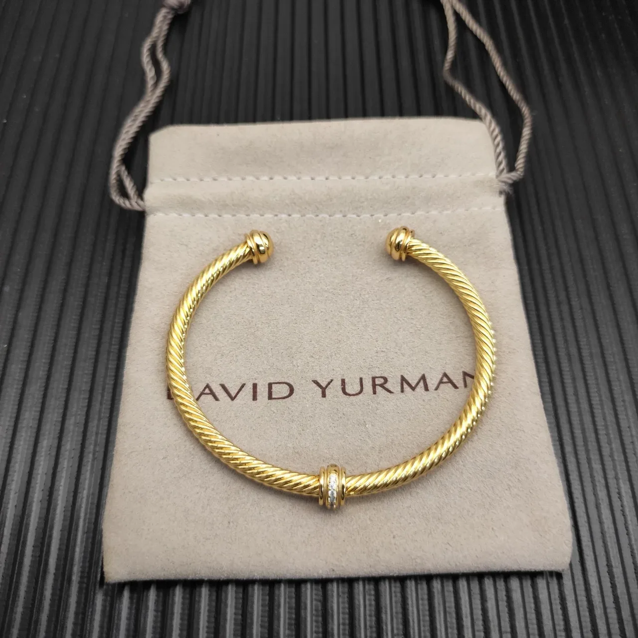 Gold White Twisted Rope Cuff-Style Bracelet 9