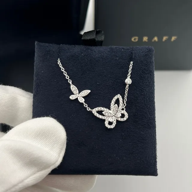Graff Pavé Diamond Butterfly Motif Necklace 4