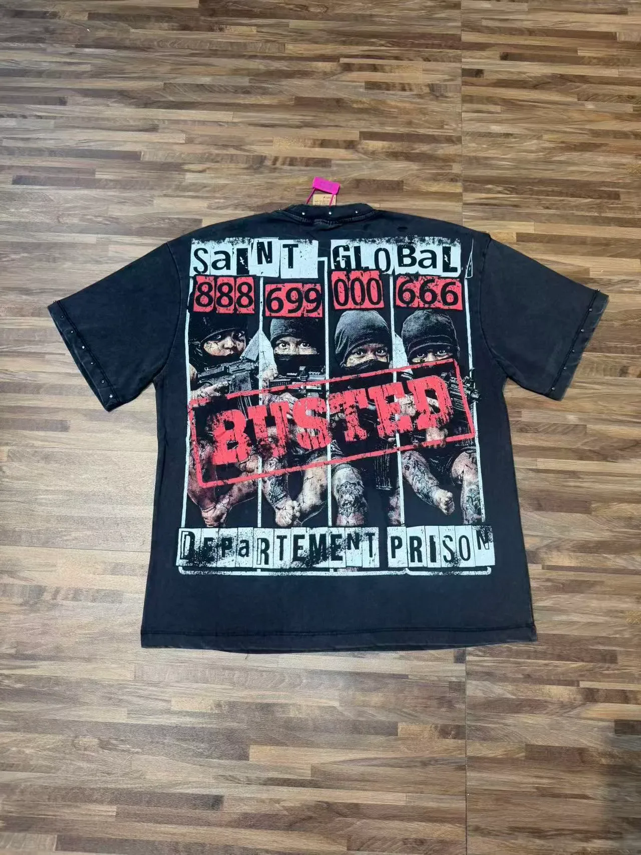 Graphic Print Studded Shoulder Oversized T-Shirt 4