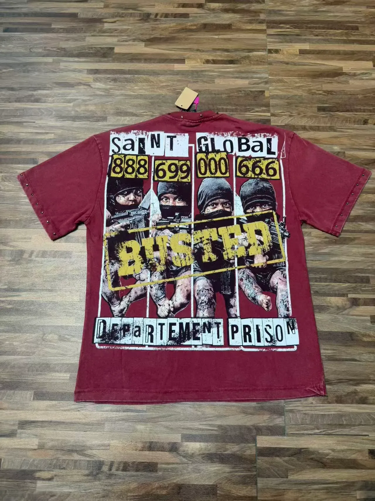 Graphic Print Studded Shoulder Oversized T-Shirt 7