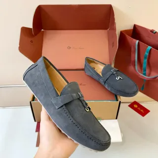 Gray Beige Suede Upper Tassel Strap Loafer