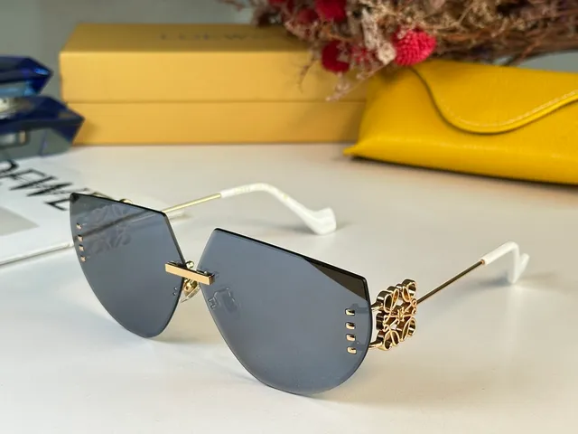 Gray Gold Rimless Geometric Cutout Gradient Lenses Sunglasses 7