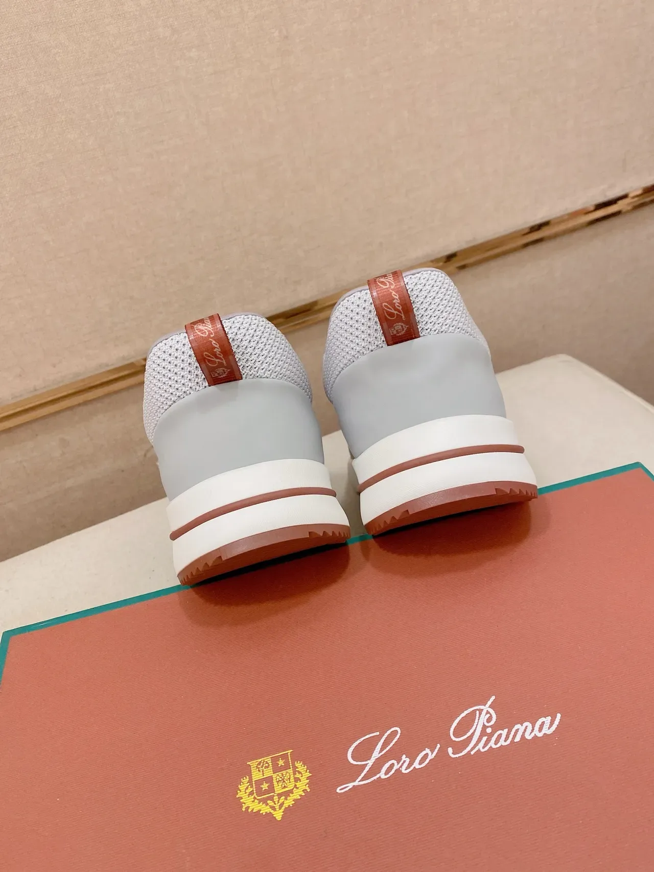 Gray Orange Knit Mesh Upper Chunky White Midsole Sneakers 3
