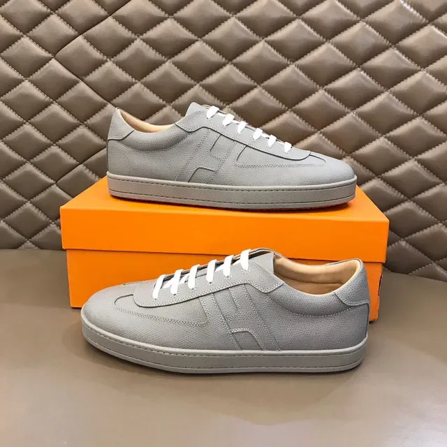 Gray Orange Perforated Upper Flat Platform Sole Sneakers 7
