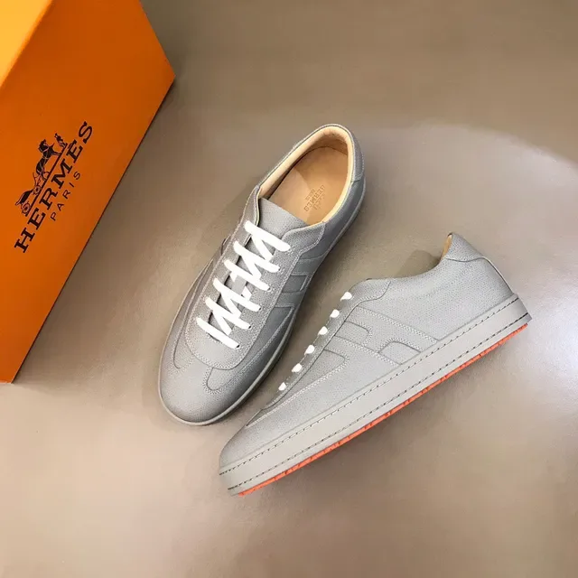 Gray Orange Perforated Upper Flat Platform Sole Sneakers 8