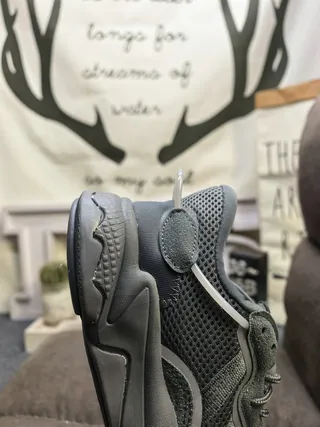 Gray Wave-Overlay Chunky Sneakers 11
