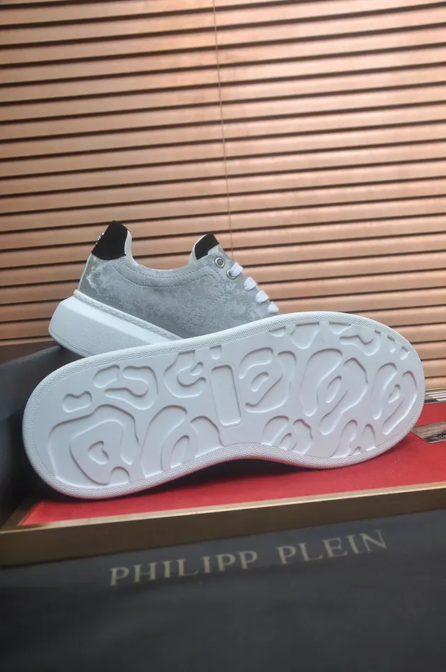 Gray White Marbled Suede-Like Upper Platform Sole Sneakers 3