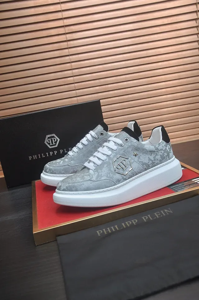 Gray White Marbled Suede-Like Upper Platform Sole Sneakers 4