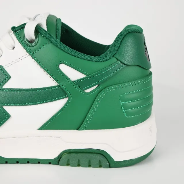 Green and White Leather Panelled Arrow-Logo Low-Top Sneakers 4