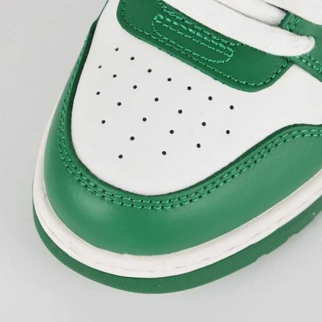 Green and White Leather Panelled Arrow-Logo Low-Top Sneakers 5