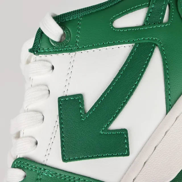 Green and White Leather Panelled Arrow-Logo Low-Top Sneakers 6