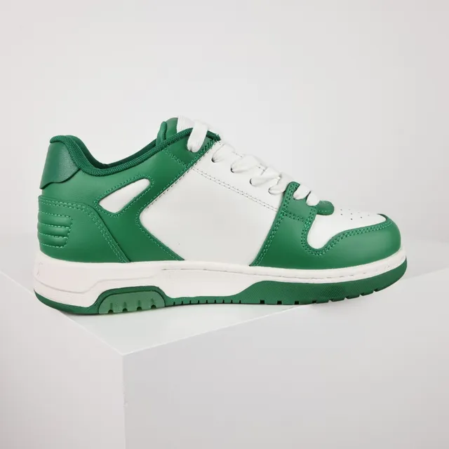 Green and White Leather Panelled Arrow-Logo Low-Top Sneakers 7