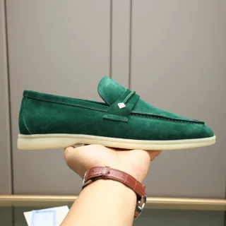 Green Beige Suede Saddle Strap Loafer