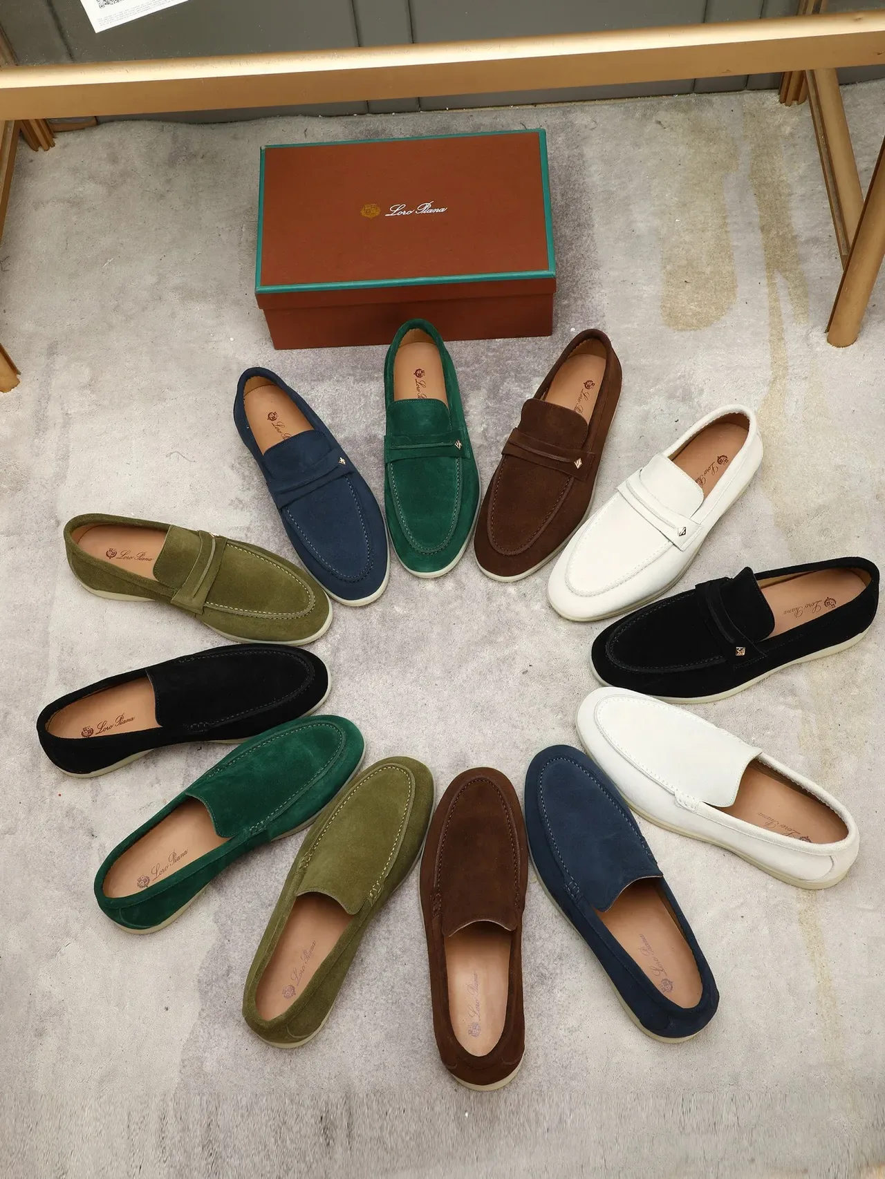 Green Beige Suede Saddle Strap Loafer 2