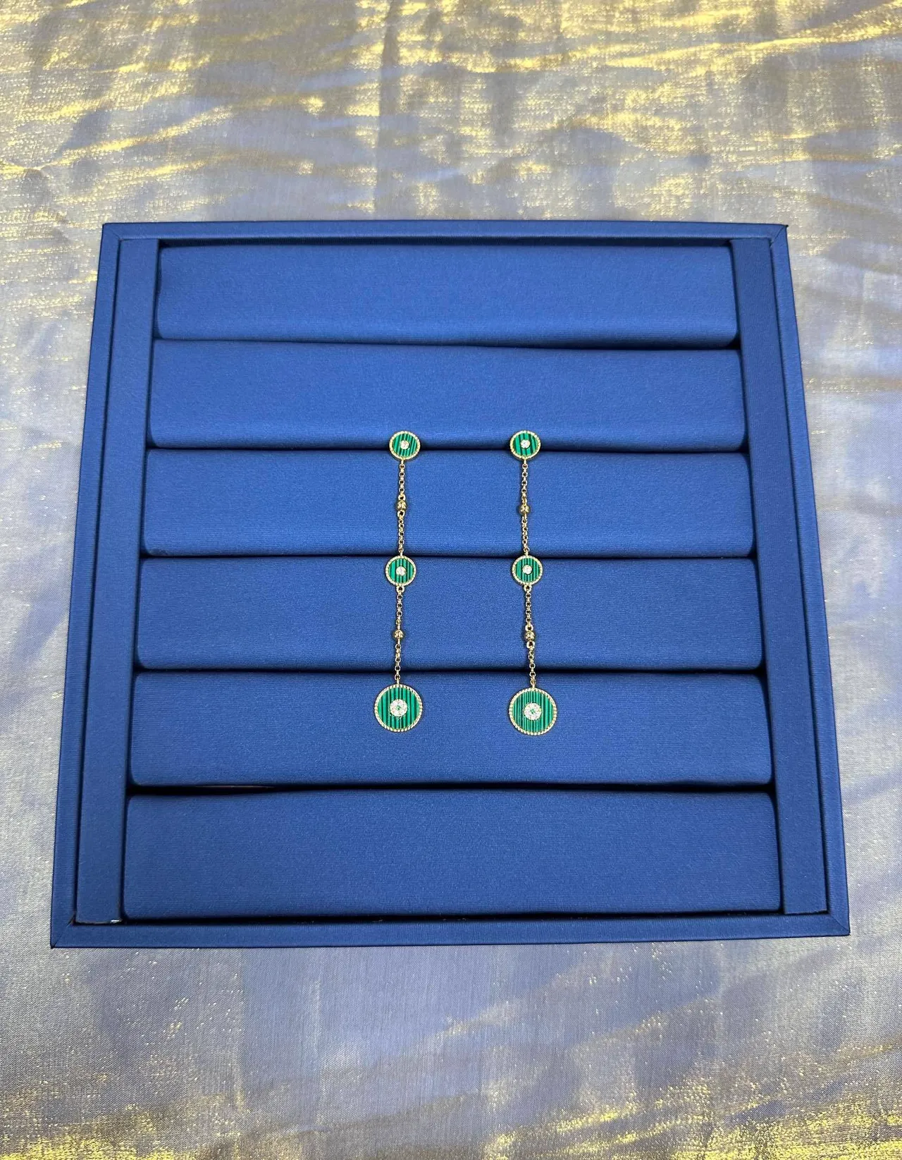 Green Enamel Multi-Disc Drop Earrings 6