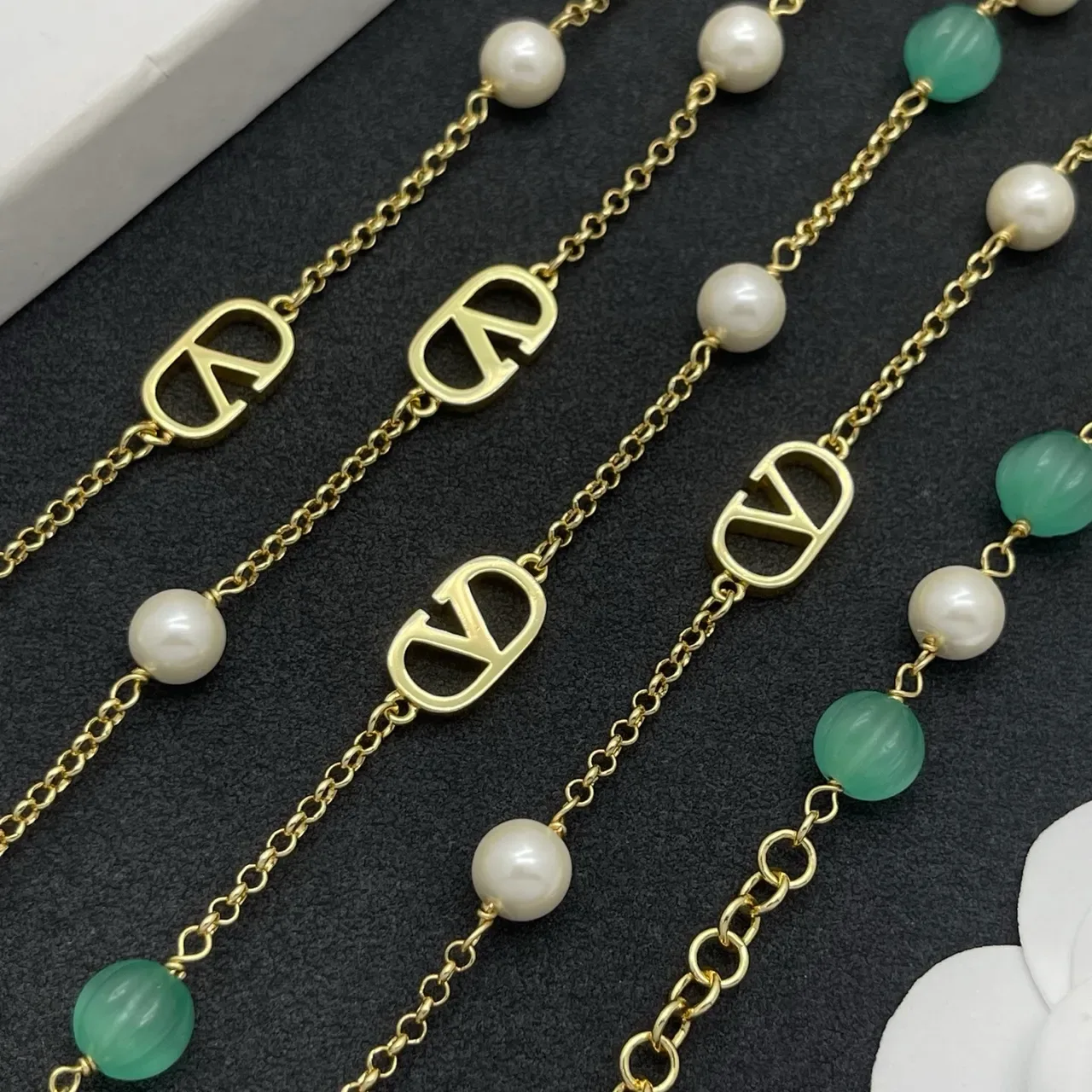 Green Gold Double-Strand Beaded Necklace 3