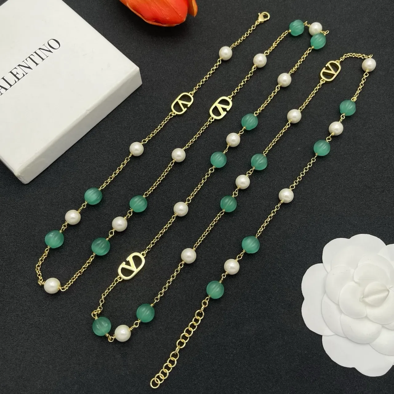 Green Gold Double-Strand Beaded Necklace 4