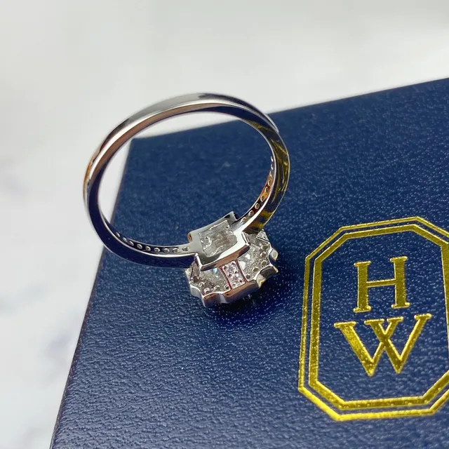 Halo Setting Scalloped Bezel Pavé Band Ring 7
