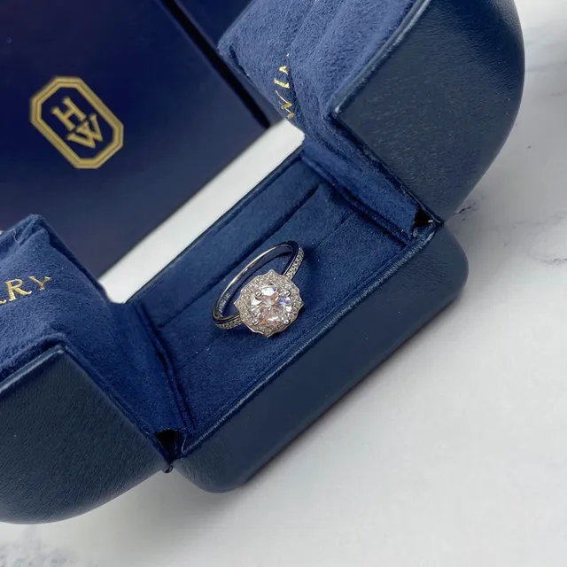 Halo Setting Scalloped Bezel Pavé Band Ring 4