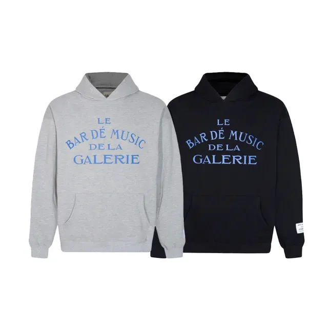 Heather Gray and Black Embroidered Text Pullover Hoodie 2