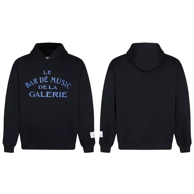 Heather Gray and Black Embroidered Text Pullover Hoodie 4