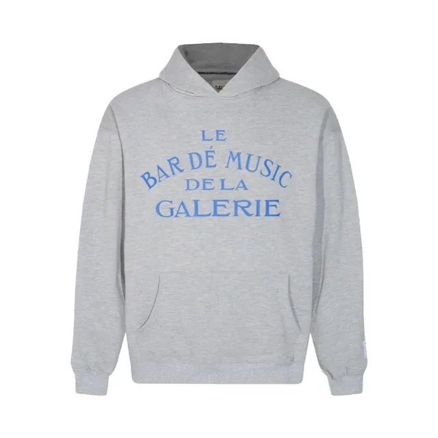 Heather Gray and Black Embroidered Text Pullover Hoodie 5