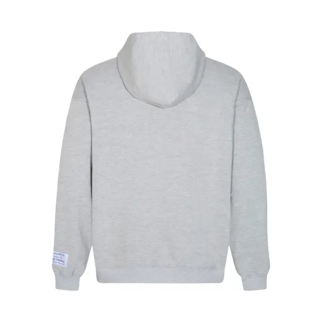 Heather Gray and Black Embroidered Text Pullover Hoodie 6