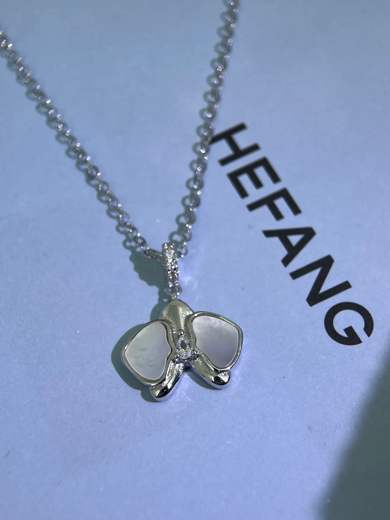 HEFANG Floral Butterfly Mother-of-Pearl Pendant Necklace 6