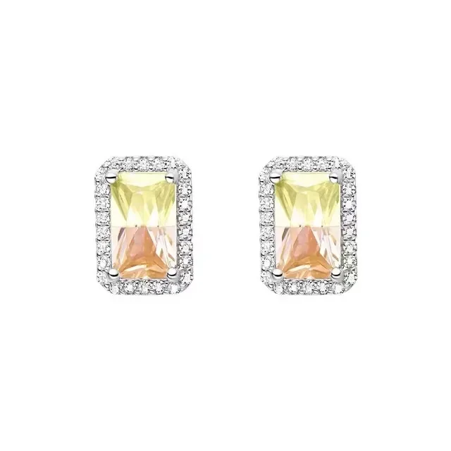 HEFANG Rectangular Halo Stud Earrings 2