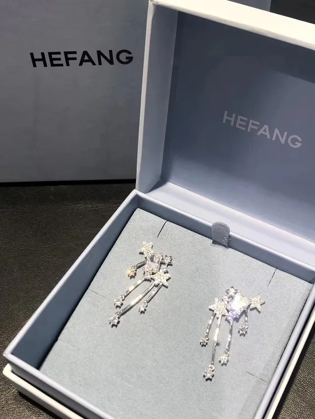 HEFANG Star-Motif Crystal Dangling Earrings 3