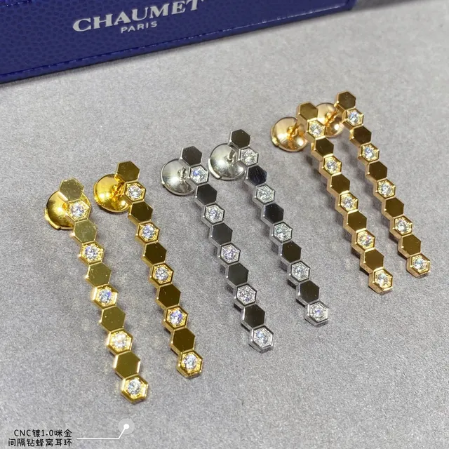 Hexagonal Link Alternating Black and Crystal Linear Dangle Earrings 8