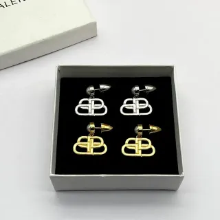 Interlocking Logo Motif Pearl Accent Stud Earrings
