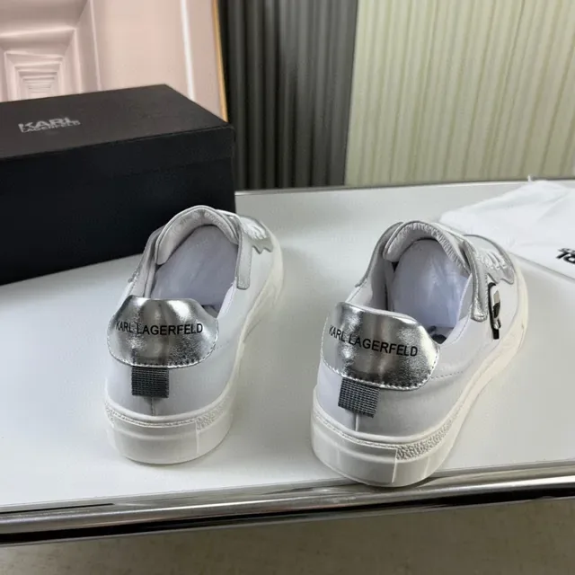 Karl Lagerfeld K/Ikonik White Silver Leather Upper Metallic Overlays Lifestyle Sneakers 6