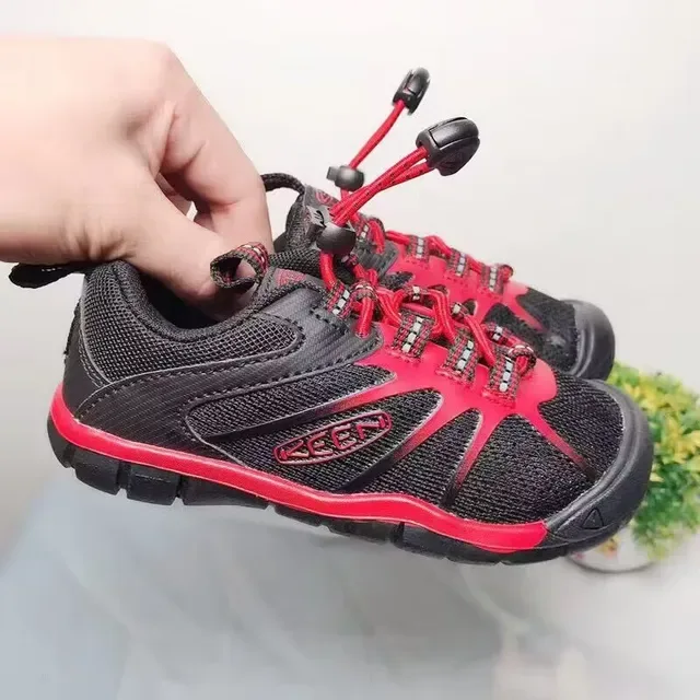 KEEN Black Red Toggle-Lace Closure Breathable Mesh Upper Lifestyle Sneakers 9