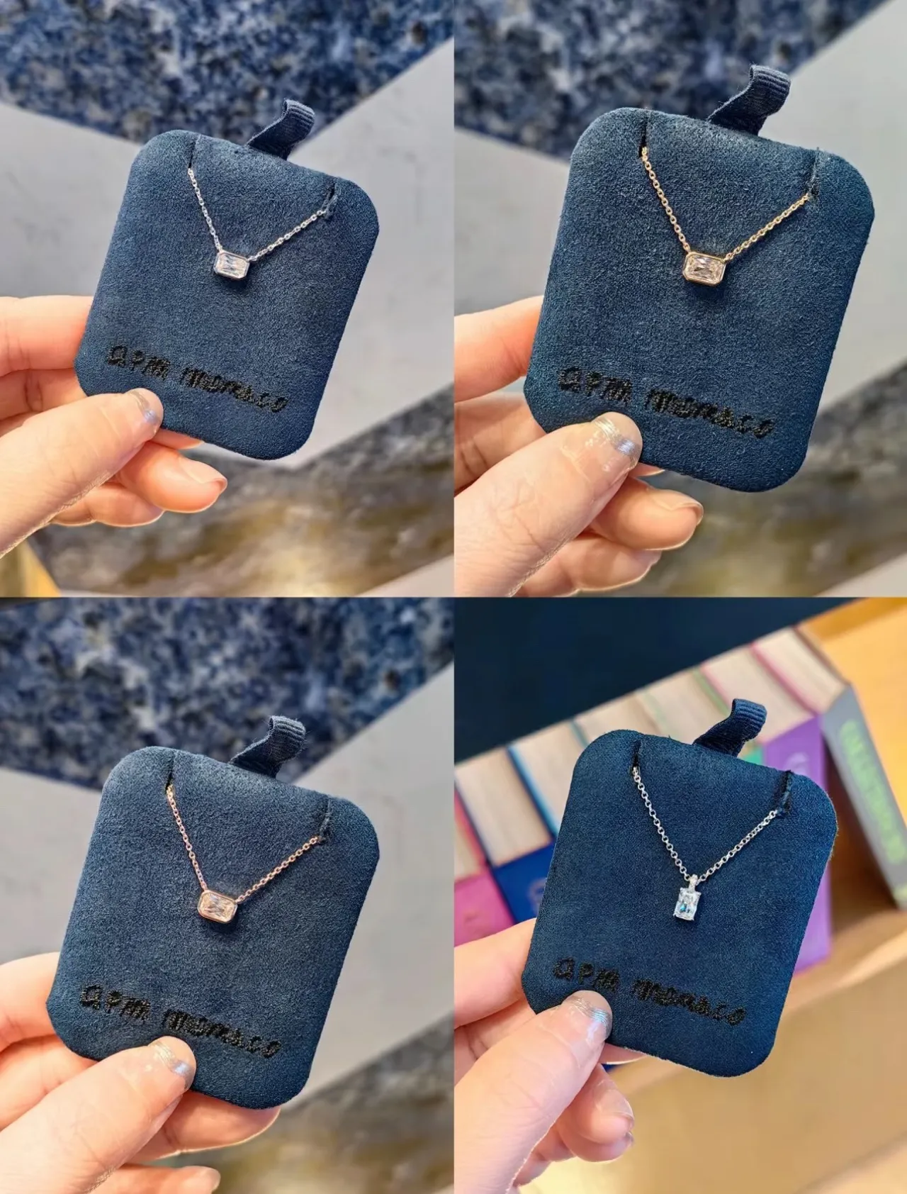 Layered Gold-Tone Rectangular Bezel Pendant Necklaces 5