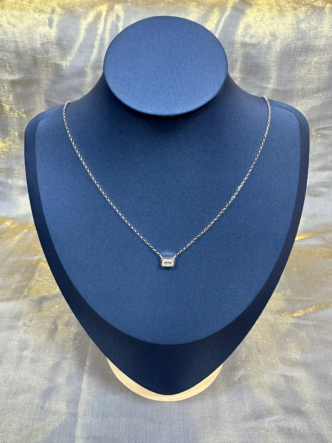 Layered Gold-Tone Rectangular Bezel Pendant Necklaces 9