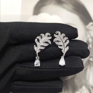 Leaf Filigree Pave Crystal Teardrop Drop Earrings