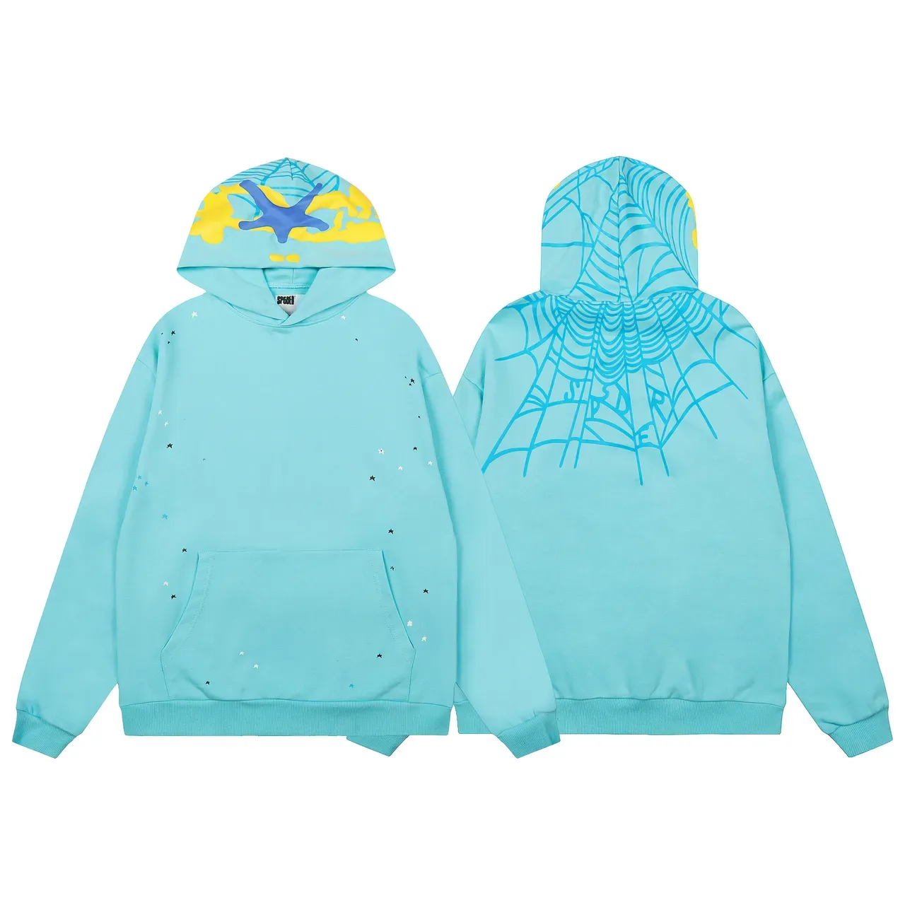 Light Cyan Graphic-Print Oversized Hoodie and Jogger Tracksuit 5