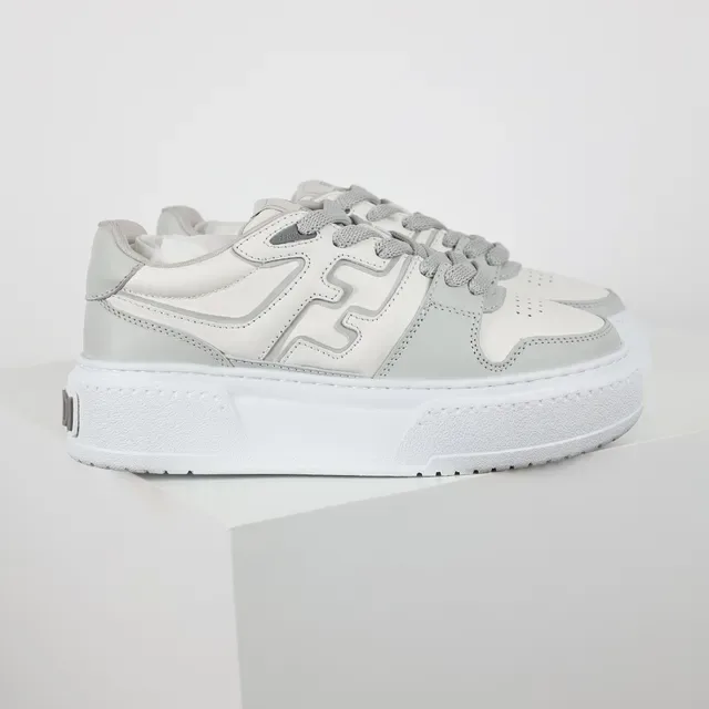 Light Gray and White Platform Lifestyle Sneakers 3