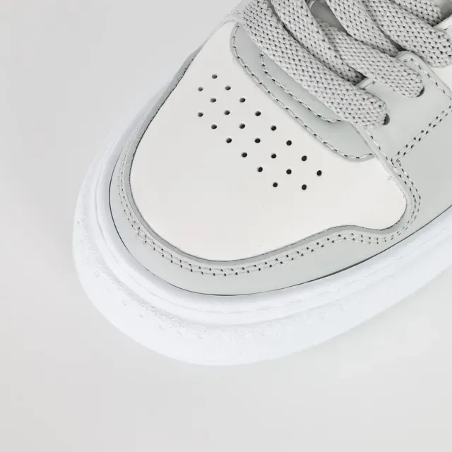 Light Gray and White Platform Lifestyle Sneakers 5