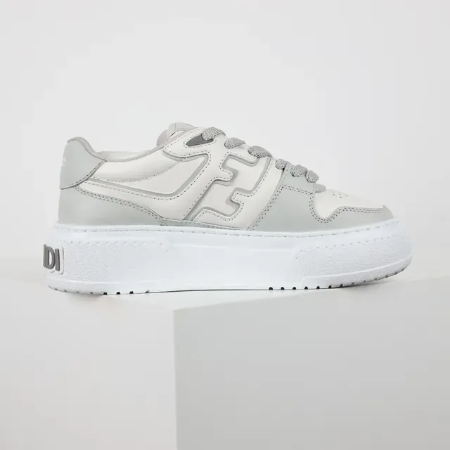 Light Gray and White Platform Lifestyle Sneakers 7