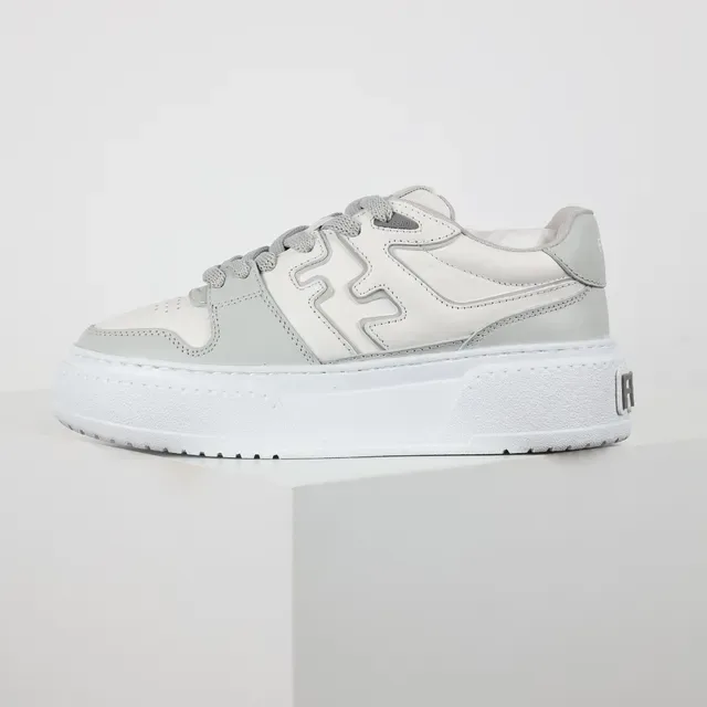 Light Gray and White Platform Lifestyle Sneakers 9